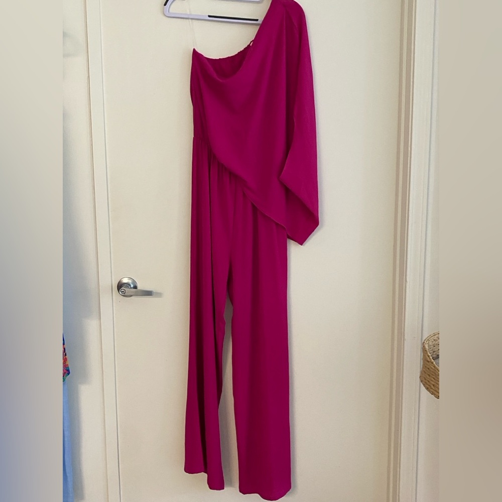 VICI Elegant Pink One-Shoulder Jumpsuit